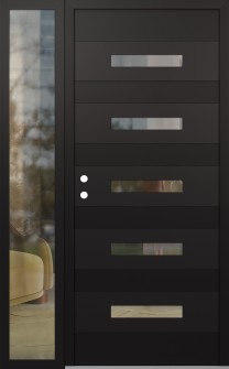 Diamond D9 50" x 80" black/black clear Glass Panel black RHI with Sidelite clear Glass