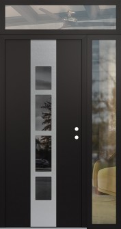 DIAMOND A10 48" X 96" BLACK/BLACK MIRRORED GLASS PANEL STAINLESS STEEL LHI WITH SIDELITE AND TRANSOM CLEAR GLASS