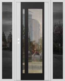 Diamond C15 64" x 80" white/white clear Glass Panel black RHI with 2 Sidelites mirrored Glass