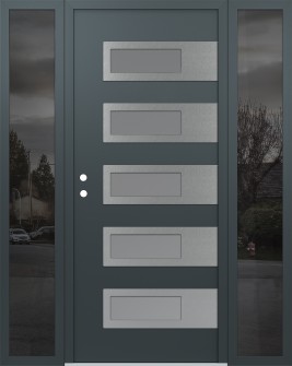 Diamond D3 68" x 80" anthracite/anthracite Frosted Glass Panel stainless steel RHI with 2 Sidelites Mirrored Glass