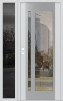 Diamond C15 50" x 80" white/white clear Glass Panel stainless steel RHI with Sidelite mirrored Glass