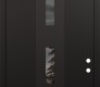 Modern Steel Front Door DIAMOND A7 36" X 96" BLACK/BLACK MIRRORED GLASS PANEL BLACK LHI WITH TRANSOM FROSTED GLASS