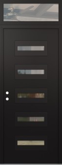Diamond D4 36" x 96" black/black clear Glass Panel black RHI with Transom clear Glass