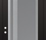 Modern Steel Front Door Diamond C15 36" x 96" black/white frosted Glass Panel stainless steel RHI with Transom frosted Glass