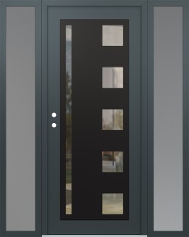 Diamond C3 64" x 80" anthracite/anthracite clear Glass Panel black RHI with 2 Sidelites frosted Glass