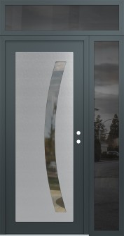 Diamond C4 50" x 96" anthracite/anthracite clear Glass Panel stainless steel LHI with Sidelite and Transom mirrored Glass