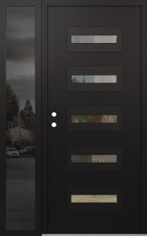 Diamond D4 50" x 80" black/black clear Glass Panel black RHI with Sidelite mirrored Glass