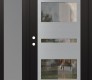 Modern Steel Front Door Diamond C10 52" x 80" black/black clear Glass Panel stainless steel RHI with Sidelite frosted Glass
