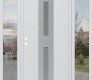 DIAMOND A6 64" X 80" BLACK/WHITE FROSTED GLASS PANEL STAINLESS STEEL LHI WITH 2 SIDELITES CLEAR GLASS