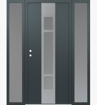 DIAMOND A9 60" X 80" ANTHRACITE/ANTHRACITE FROSTED GLASS PANEL STAINLESS STEEL RHI WITH 2 SIDELITES FROSTED GLASS