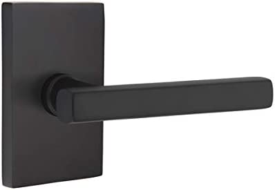 EMTEK STUTTGART LEVER WITH MODERN RECTANGULAR ROSETTE DUMMY FLAT BLACK (US19) 5052