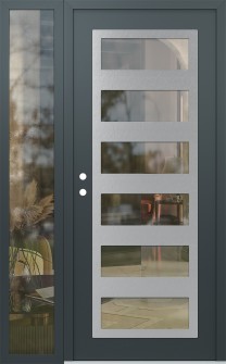 Diamond C9 50" x 80" anthracite/anthracite clear Glass Panel stainless steel RHI with Sidelite clear Glass
