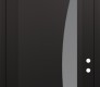 Modern Steel Front Door Diamond C13 36" x 96" black/white frosted Glass Panel black LHI with Transom mirrored Glass