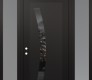 Modern Steel Front Door Diamond C4 60" x 96" black/black mirrored Glass Panel black RHI with 2 Sidelites and Transom frosted Glass