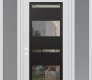 Modern Steel Front Door Diamond C10 68" x 96" white/white clear Glass Panel black RHI with 2 Sidelites and Transom frosted Glass
