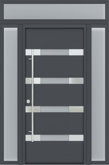 MODERN FRONT STEEL DOOR AURA ANTRACIT/WHITE 61 1/16" X 95 11/16" RHI + SIDELITE LEFT/RIGHT + TRANSOM