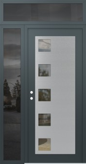 Diamond C5 50" x 96" anthracite/anthracite clear Glass Panel stainless steel RHI with Sidelite and Transom mirrored Glass