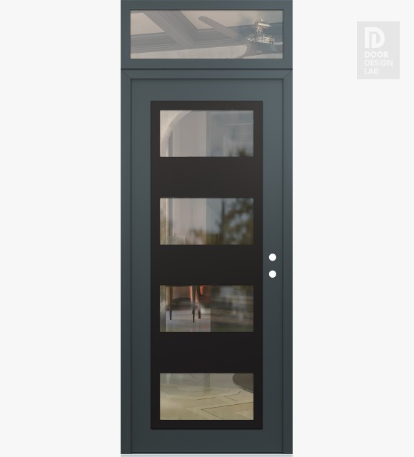Modern Steel Front Door Diamond C2 36" x 96" anthracite/anthracite clear Glass Panel black LHI with Transom clear Glass