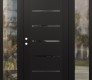 Modern Steel Front Door Diamond C11 68" x 80" black/black mirrored Glass Panel black RHI with 2 Sidelites clear Glass