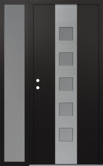 DIAMOND A13 52" X 80" BLACK/WHITE FROSTED GLASS PANEL STAINLESS STEEL RHI WITH SIDELITE FROSTED GLASS