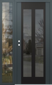 Diamond C14 48" x 80" anthracite/anthracite mirrored Glass Panel black RHI with Sidelite clear Glass