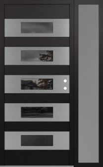 Diamond D5 50" x 80" black/black mirrored Glass Panel stainless steel LHI with Sidelite frosted Glass