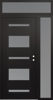 Diamond C10 52" x 96" black/white frosted Glass Panel black LHI with Sidelite and Transom frosted Glass