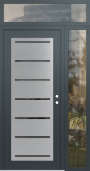 Diamond C11 52" x 96" anthracite/anthracite mirrored Glass Panel stainless steel LHI with Sidelite and Transom clear Glass