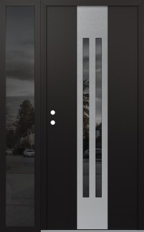 DIAMOND A8 52" X 80" BLACK/BLACK MIRRORED GLASS PANEL STAINLESS STEEL RHI WITH SIDELITE MIRRORED GLASS