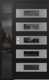 Diamond D5 48" x 80" black/black mirrored Glass Panel stainless steel RHI with Sidelite mirrored Glass