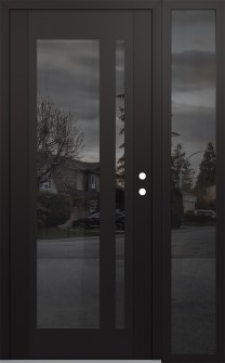 Diamond C15 52" x 80" black/black mirrored Glass Panel black LHI with Sidelite mirrored Glass