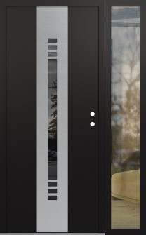 DIAMOND A5 52" X 80" BLACK/BLACK MIRRORED GLASS PANEL STAINLESS STEEL LHI WITH SIDELITE CLEAR GLASS