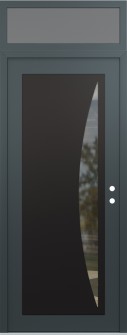 Diamond C13 36" x 96" anthracite/anthracite clear Glass Panel black LHI with Transom frosted Glass