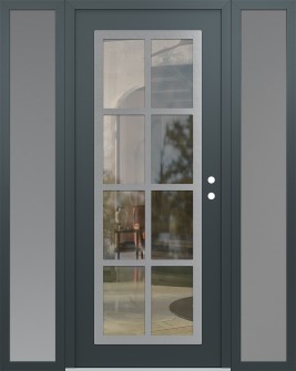 Diamond C16 60" x 80" anthracite/anthracite clear Glass Panel stainless steel LHI with 2 Sidelites frosted Glass