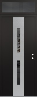 DIAMOND A6 36" X 96" BLACK/BLACK MIRRORED GLASS PANEL STAINLESS STEEL LHI WITH TRANSOM MIRRORED GLASS