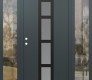 Modern Steel Front Door DIAMOND A10 68" X 80" ANTHRACITE/ANTHRACITE FROSTED GLASS PANEL BLACK RHI WITH 2 SIDELITES CLEAR GLASS