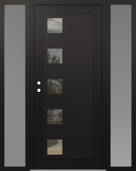 Diamond C5 64" x 80" black/black clear Glass Panel black RHI with 2 Sidelites frosted Glass