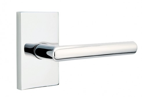 EMTEK STUTTGART LEVER WITH MODERN RECTANGULAR ROSETTE PASSAGE LH POLISHED CHROME (US26) 5112