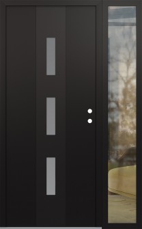 DIAMOND A7 52" X 80" BLACK/WHITE FROSTED GLASS PANEL BLACK LHI WITH SIDELITE CLEAR GLASS