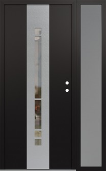 DIAMOND A3 52" X 80" BLACK/BLACK CLEAR GLASS PANEL STAINLESS STEEL LHI WITH SIDELITE FROSTED GLASS
