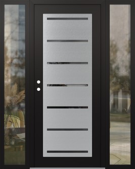 Diamond C11 60" x 80" black/black mirrored Glass Panel stainless steel RHI with 2 Sidelites clear Glass