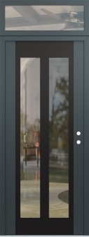 Diamond C14 36" x 96" anthracite/anthracite clear Glass Panel black LHI with Transom clear Glass