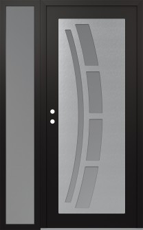 Diamond C12 50" x 80" black/white frosted Glass Panel stainless steel RHI with Sidelite frosted Glass