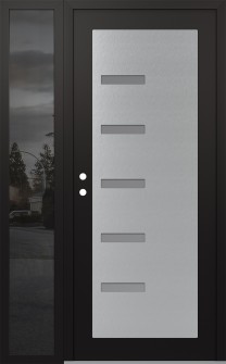 Diamond C8 48" x 80" black/white frosted Glass Panel stainless steel RHI with Sidelite mirrored Glass