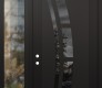 Modern Steel Front Door Diamond C12 50" x 96" black/black mirrored Glass Panel black RHI with Sidelite and Transom clear Glass