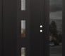 Modern Steel Front Door DIAMOND A7 50" X 80" BLACK/BLACK CLEAR GLASS PANEL BLACK LHI WITH SIDELITE MIRRORED GLASS