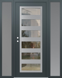Diamond C9 68" x 80" anthracite/anthracite clear Glass Panel stainless steel RHI with 2 Sidelites frosted Glass