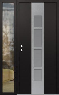 DIAMOND A10 50" X 80" BLACK/WHITE FROSTED GLASS PANEL STAINLESS STEEL RHI WITH SIDELITE CLEAR GLASS