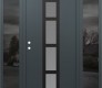 Modern Steel Front Door DIAMOND A10 68" X 80" ANTHRACITE/ANTHRACITE FROSTED GLASS PANEL BLACK RHI WITH 2 SIDELITES MIRRORED GLASS