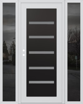 Diamond C7 64" x 80" white/white frosted Glass Panel black RHI with 2 Sidelites mirrored Glass